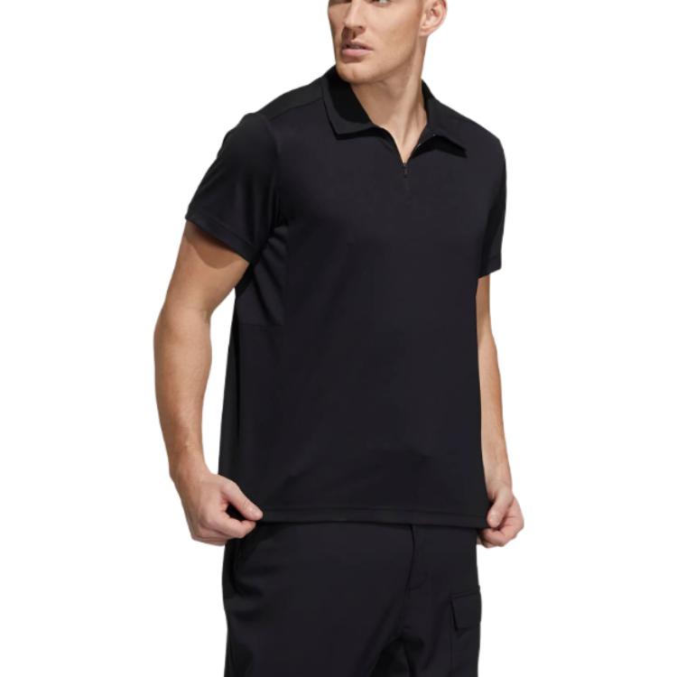 Adidas Polo Shirts Men's Black Polo Collar Moderate Straight Fit H13836