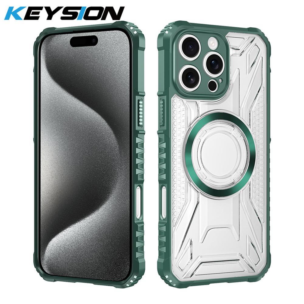 KEYSION Прозрачный магнитный чехол для MagSafe для iPhone 15 Pro Max 14 Plus Силикон+ПК Противоударный чехол для телефона для iPhone 13 Pro Max