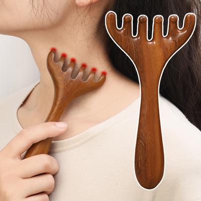 Массажная расческа Noon Wood с рогом оленя, улучшающая кровообращение лица и глаз, массажер для кожи головы с пятью когтями, инструмент Гуаша, чесалка для спины, спа-инструмент