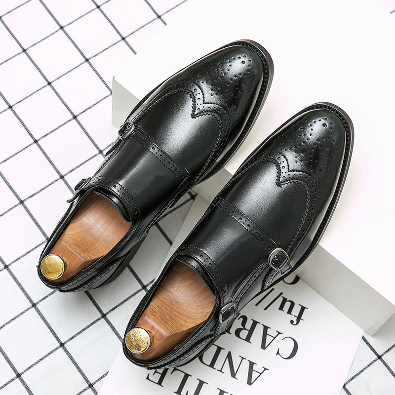 British Men Dress Shoes Plus Size 38-48 Elegant Men Buckle Leather Shoes Men Formal Social Shoes Men Oxfords High Quality Shoes