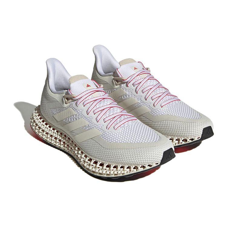 Adidas 4D FWD Удобные Трендовые Тканевые Нескользящие Износостойкие Низкие Кроссовки для Бега Унисекс Белые Красные IE4554