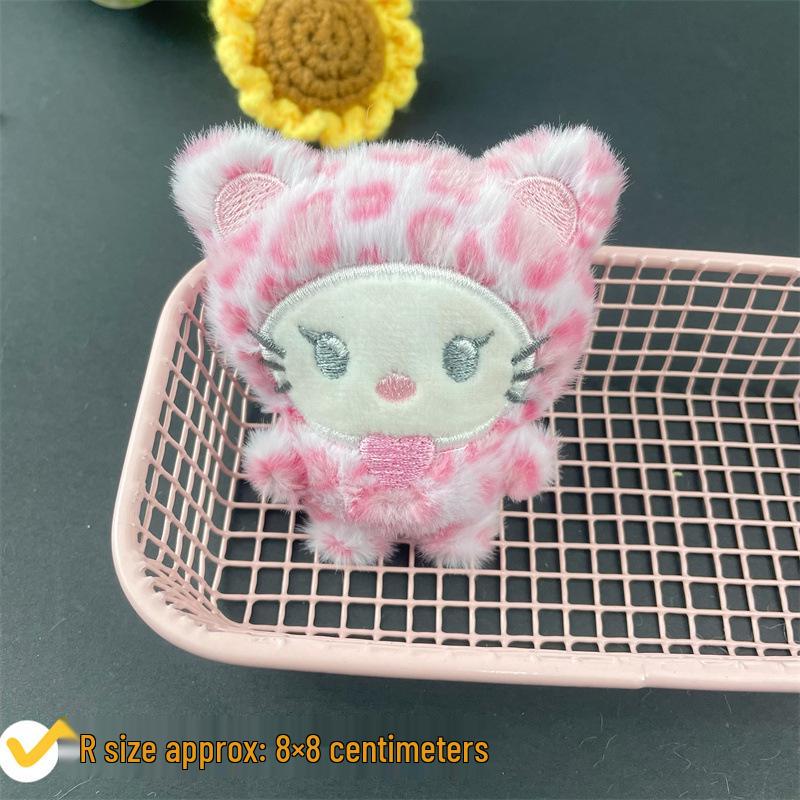 Leopard Print Plush Kitten Squeaky Charm Brooch DIY Clothing Accessory