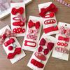 4PCS Red Hair Pins for Girls Fabric Bow Bangs Clips Christmas Baby Hair Accessories Knitted Sweet Korean Hair Clip Kids Gifts
