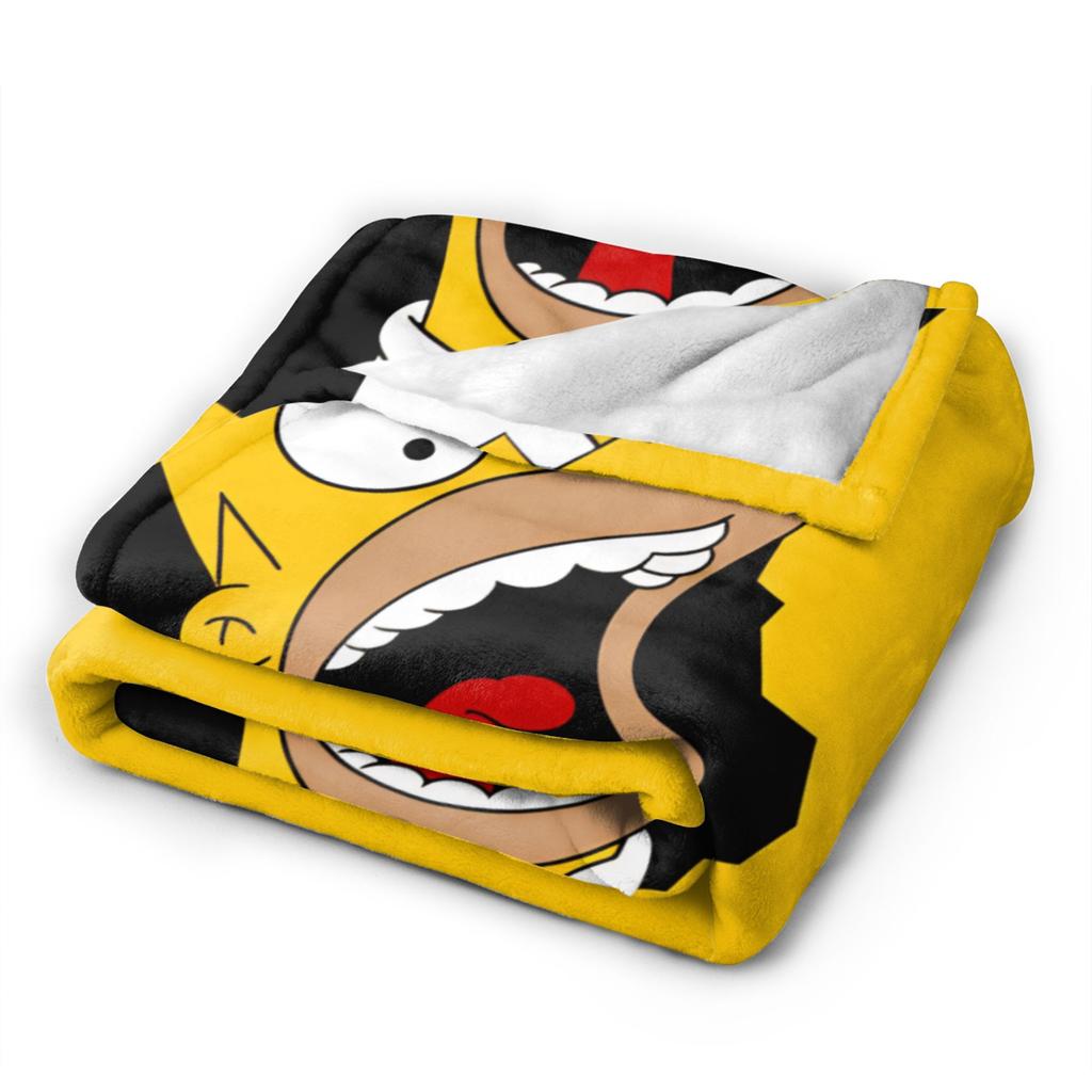 S-Simpsons Homer Shocked Face Comfortable Blanket Trend Plane Travel Throw Blanket Outdoor Flannel Bedspread Sofa Bed Cover