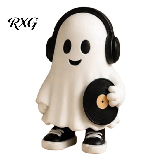 Black And White Aesthetic Room Decor Halloween Ghost Figurine, Resin Cartoon Desktop Ornaments, Cute Statue Handcrafted Figures for Office with