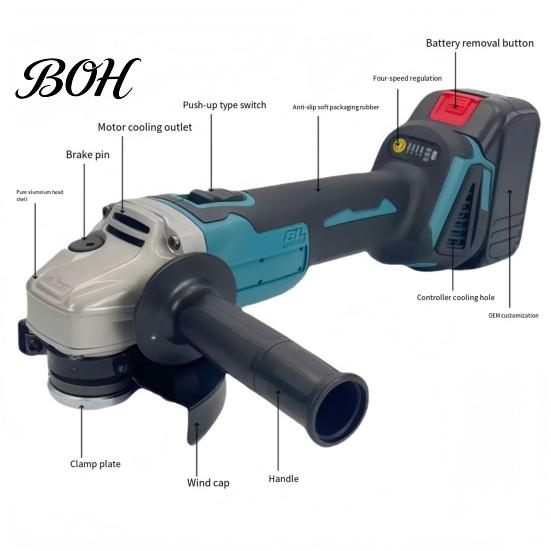 Ergonomic Power Grinder Lithium Brushless Angle Grinder, Adjustable Speed High Torque Electric Tool, 950W 8000RPM Heavy Duty Deburring Tool
