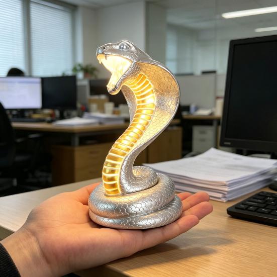 Ночник-змея с питанием от USB Реалистичная sculpted-смола Энергоэффективная декоративная змеиная лампа для спальни, гостиной, офиса Подарок