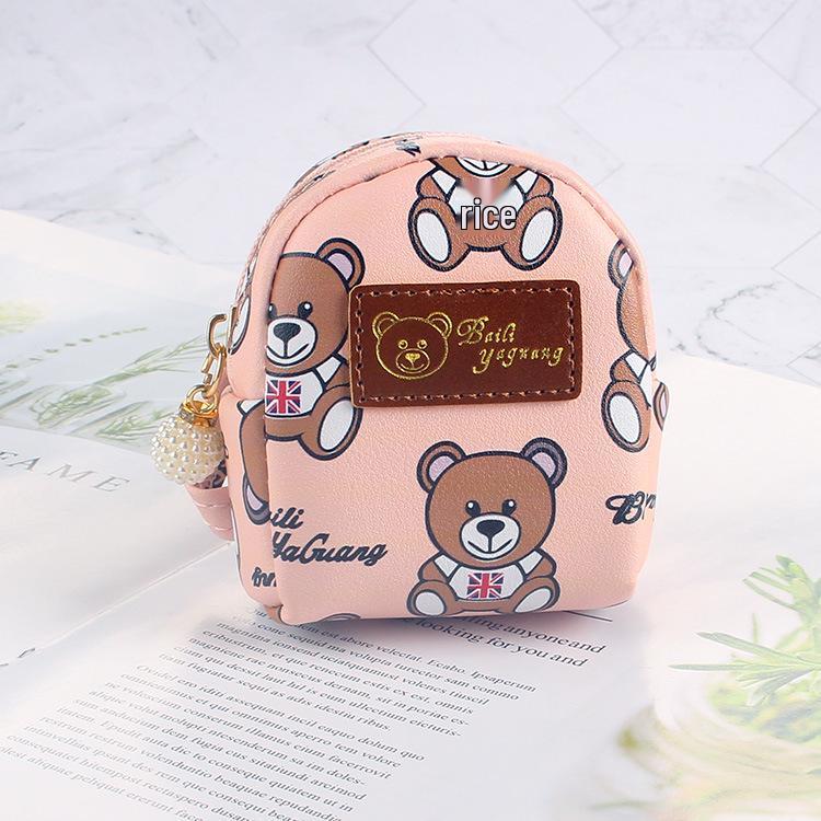 Cute Bear Mini Backpack Coin Purse Keychain - Korean Style