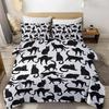 Witch Black Cat Duvet Cover Set Full,Cat Sitting on Moon Bedding Set Vintage Gothic Animals Cat Comforter Cover 2/3pcs Bed Sets