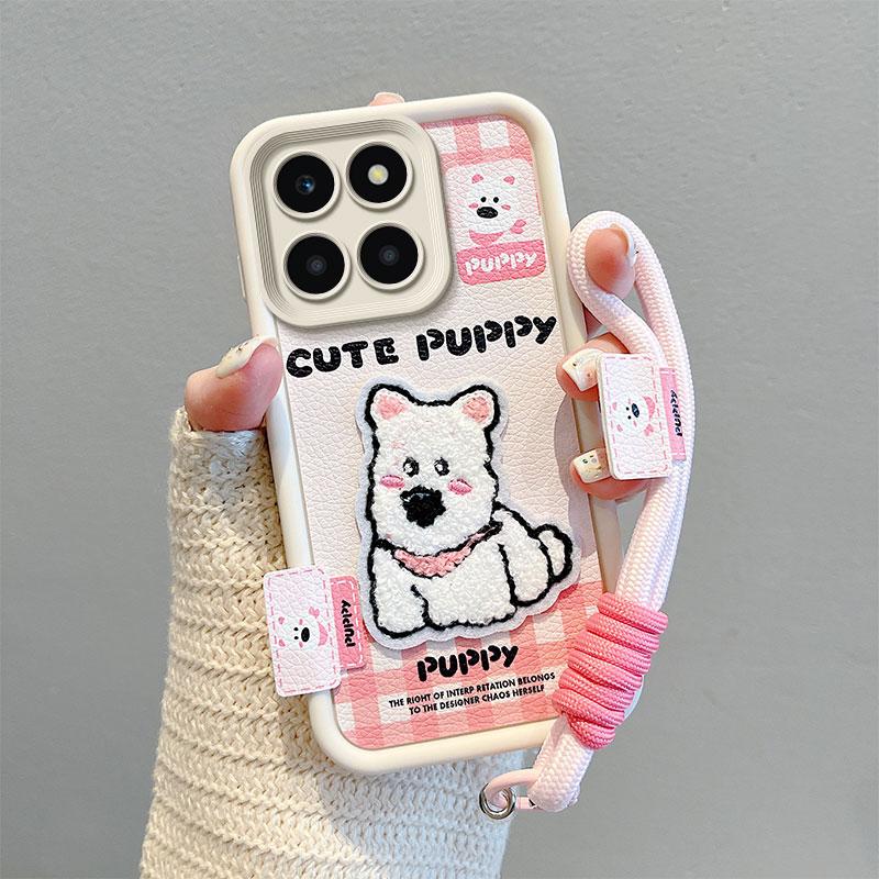 KEYSION Мультяшный милый плюшевый вышитый чехол для HONOR X6b X8c со шнурком, силиконовый противоударный чехол для телефона Huawei Honor X8c X6b