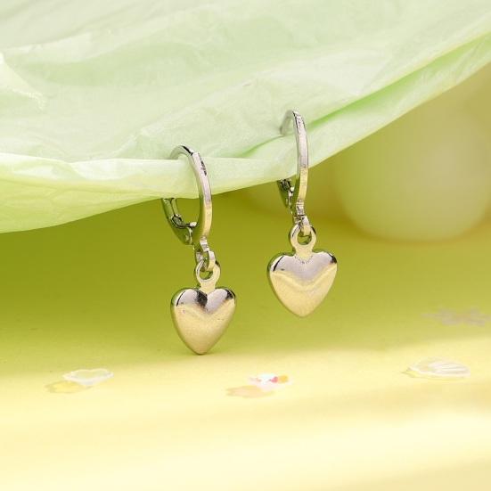 1 пара женских серег Huggie с гальваническим покрытием в форме сердца, одноцветные серьги, медные украшения для ушей, женские украшения