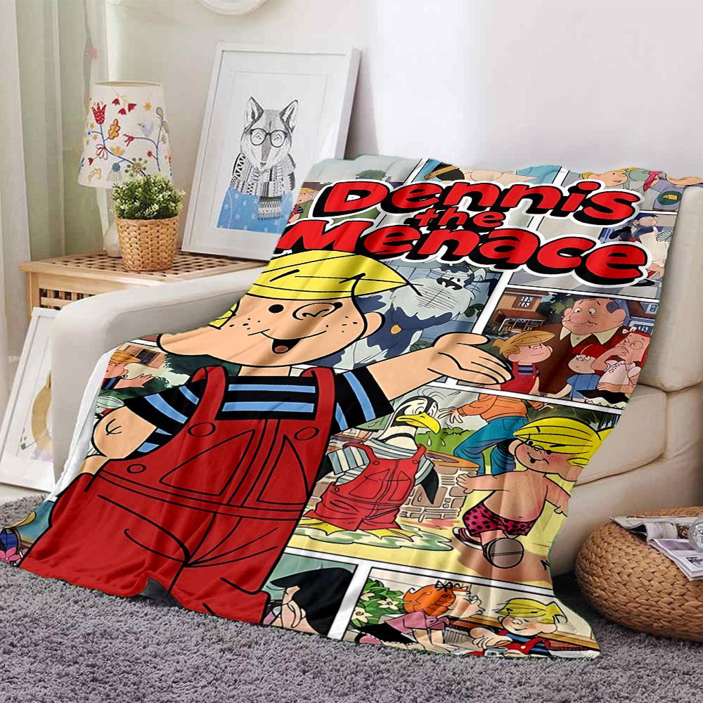 Dennis Menace Adventures Flannel Blanket Super Soft Warm Cozy Blanket For Sofa Bed Office Travel Allseason Home Decor Gift