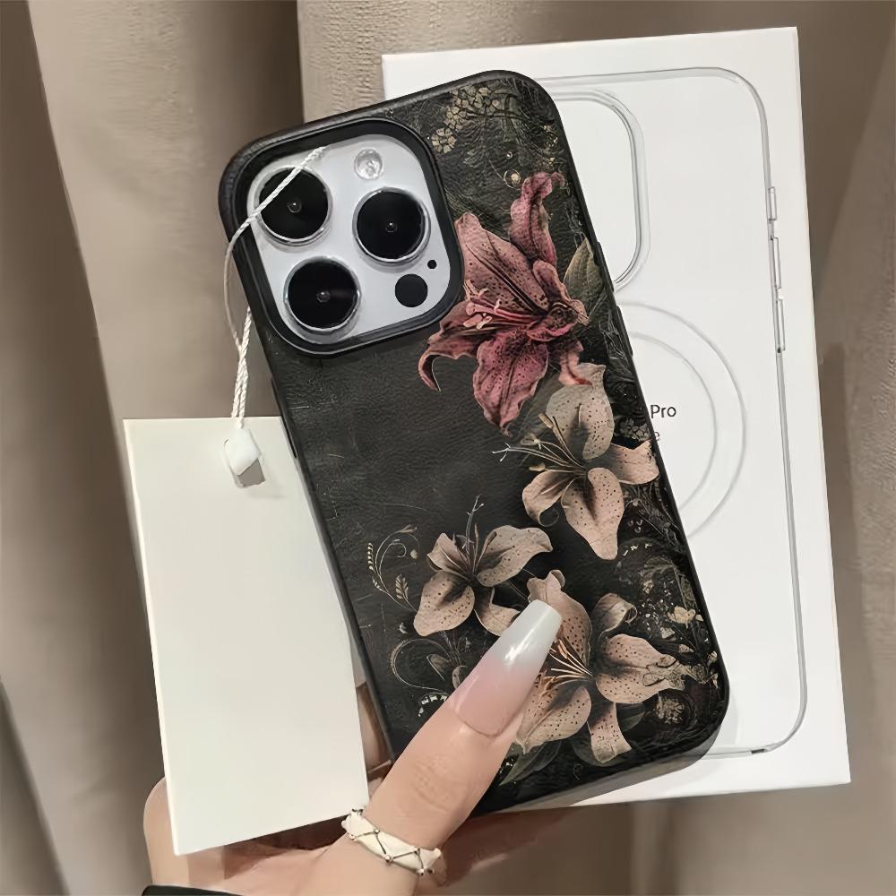Ретро чехол для телефона с узором лилий, подходит для iPhone 17 16 15 14 13 12 11 Pro/Max/Plus, противоударная задняя крышка