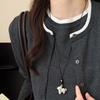 Brushed Texture Sheep Pendant Necklace Metallic Finish Sweater Long Chain  Trendy Women