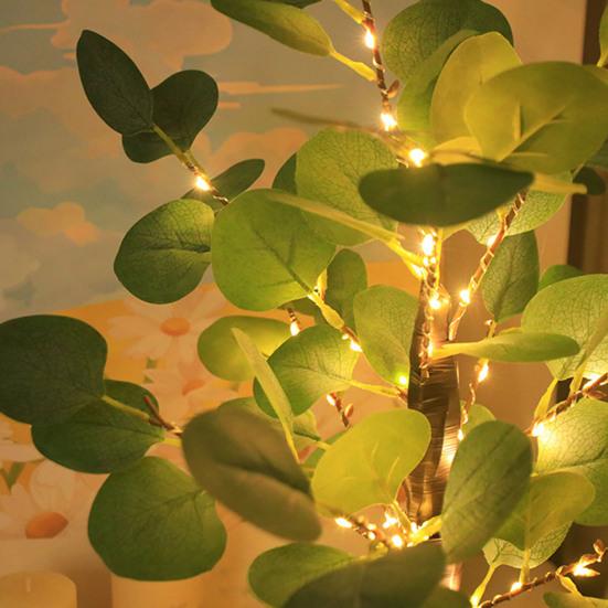 Настольная лампа в виде эвкалиптового дерева с 55 светодиодами, искусственное комнатное растение с подсветкой, имитация бонсай, ночник для спальни, гостиной, офиса