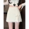 Cotton Blended Short Skirt With Sweet Bowknot Design For Casual And Date Wear