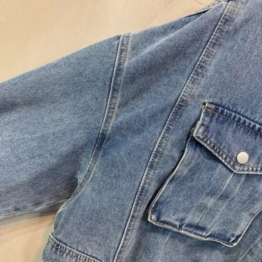 C S In The Room pouCh Split Shoulder Pad pIntuCk bandIng Denim jaCket One Color