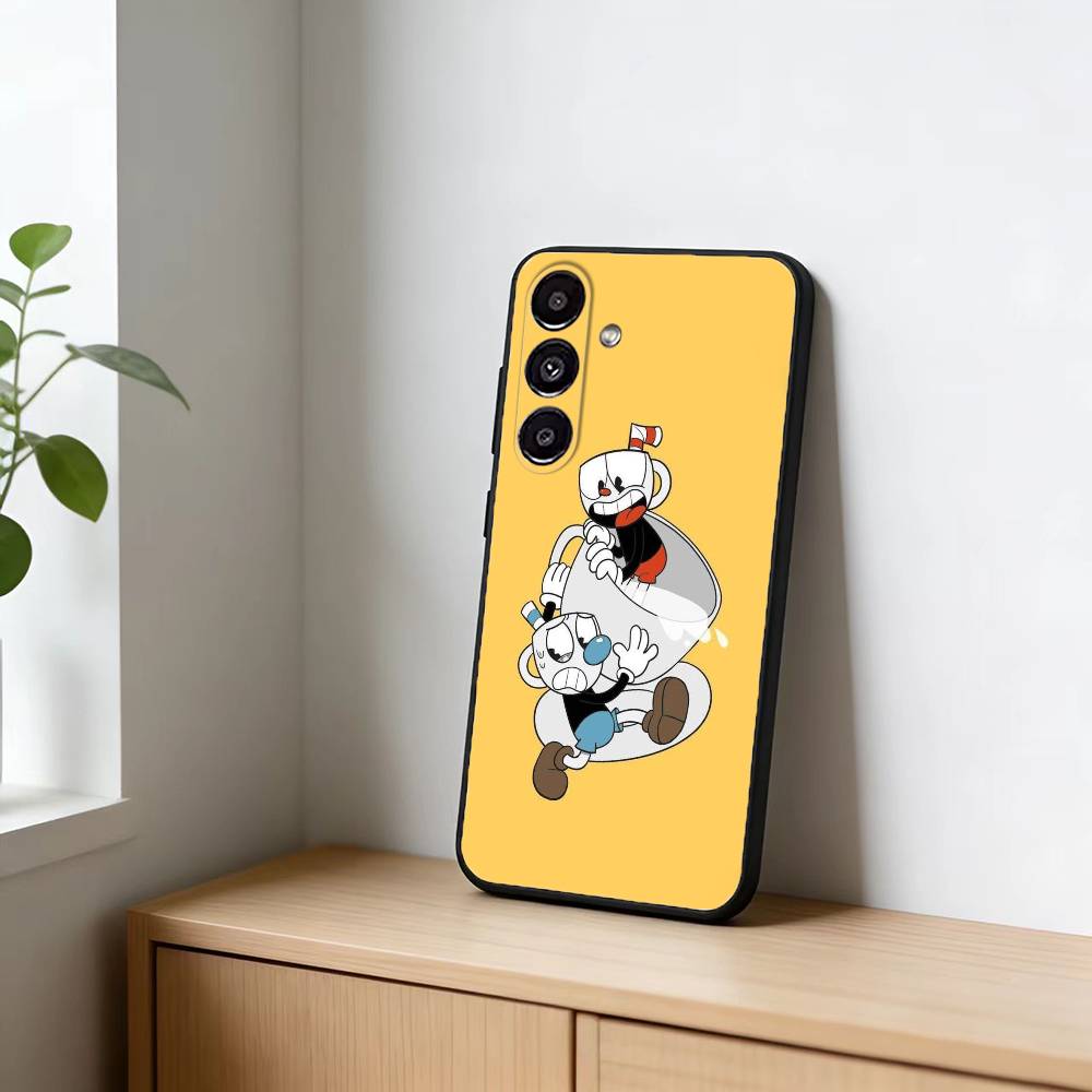 Cute CupHead And MugMan Phone Case For Samsung Galaxy A20,21s,22,31,32,52,53,72,73,80,91 Soft Black Shell