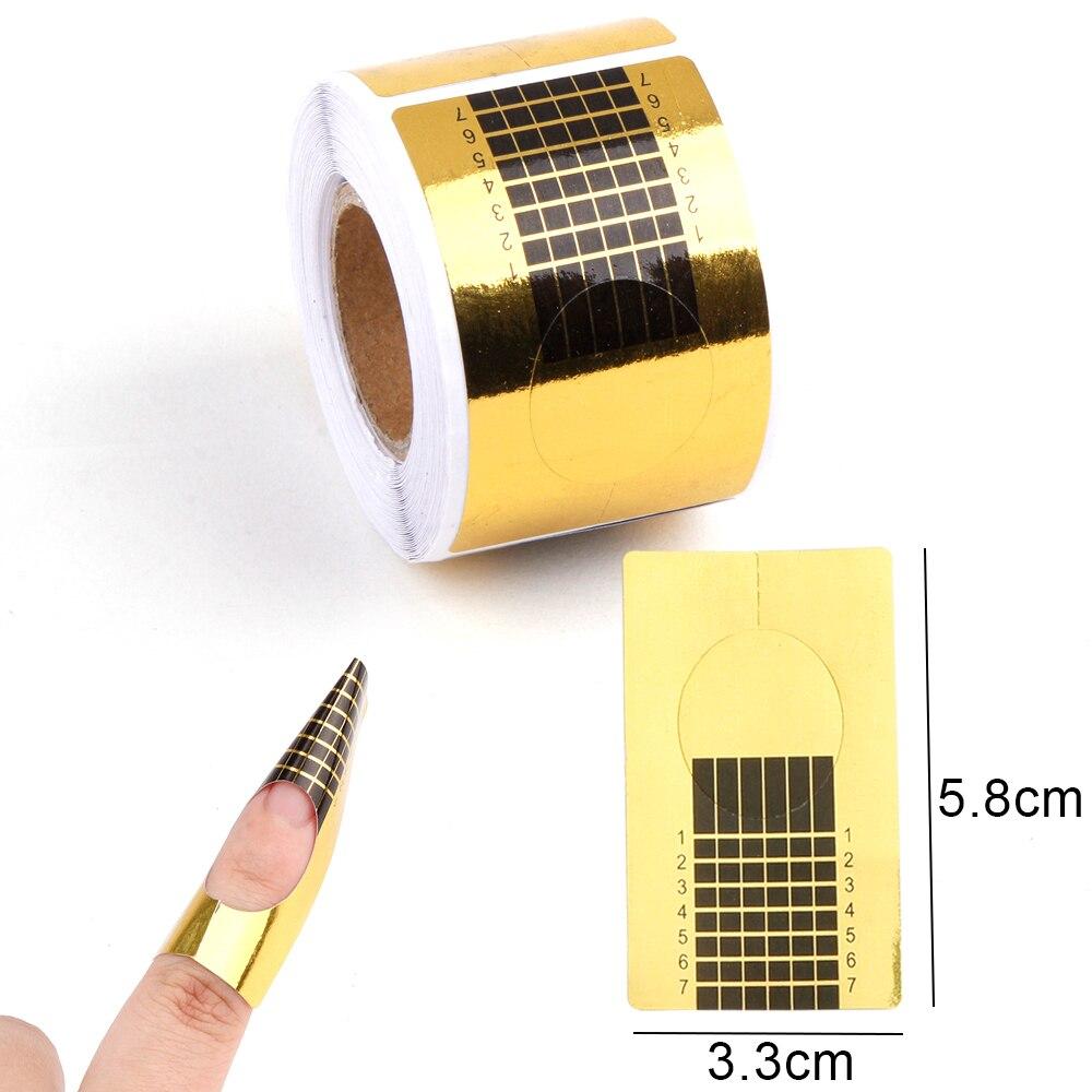 100 шт./рулон, французские ногти, форма для наращивания ногтей, гель-форма для наращивания ногтей, акриловые наклейки, завитки, двойные формы, трафарет для маникюра, искусство, сделай сам, направляющие инструменты