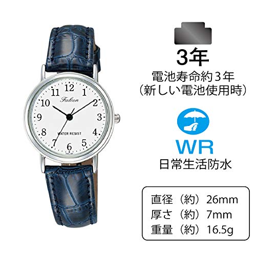 [Citizen Q&Q] Часы Аналоговые Водонепроницаемые Кожаный ремешок Q997-324 Женские Белый x Темно-синий