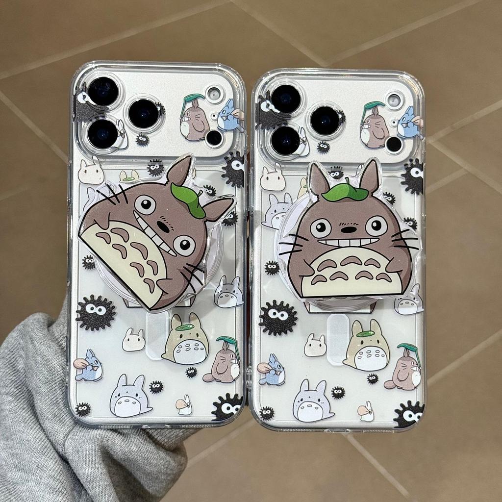 Креативный мультяшный чехол Totoro для iPhone 17/16 Pro Max, прозрачный, магнитный, защитный