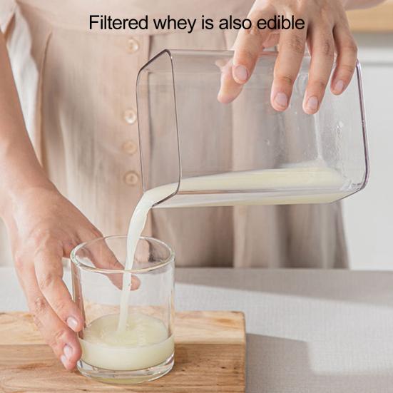 1100ML Yogurt Strainer Maker Large Capacity Ultra Fine Mesh Clear Visible Multi-functional Tea Milk Juice Homemade Whey Separator Filter Kitchen