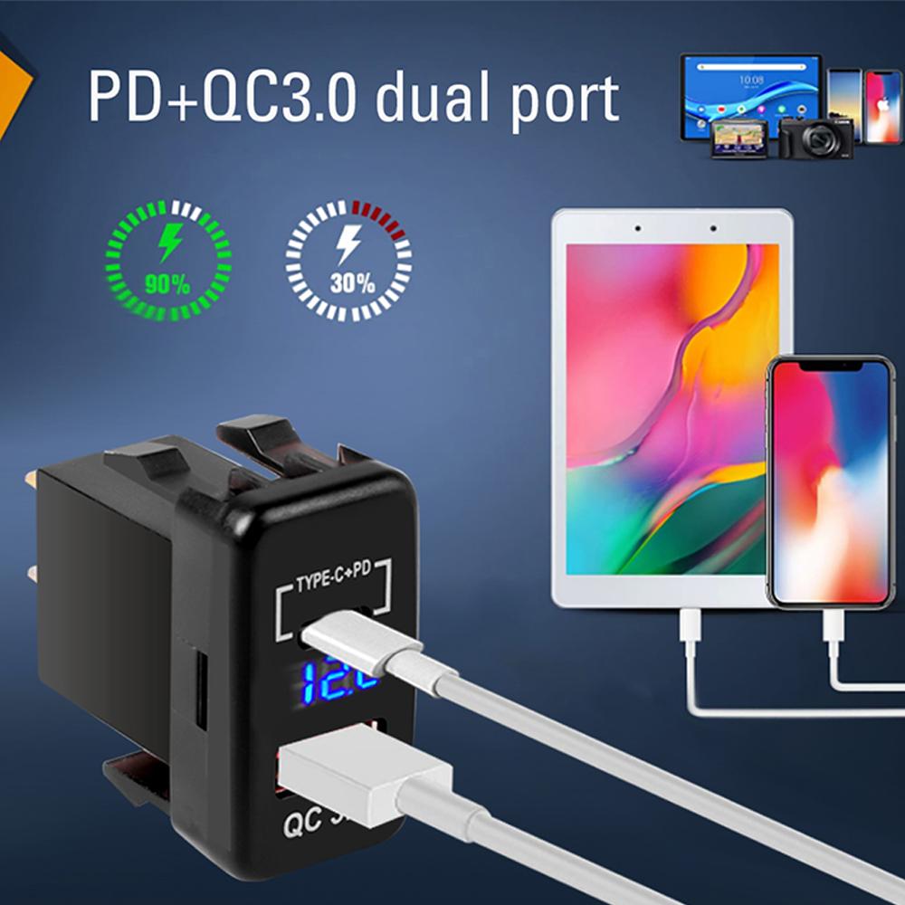 12 В розетка для автомобильного прикуривателя, автоматическое зарядное устройство QC3.0 PD, двойной USB разъем 33x23 мм, 40x22 мм, специальное использование для Toyota, USB-разъем
