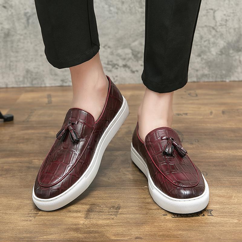 Size 38~47 Designer Luxury Mens Dress Casual Leather Sneakers Flats Platform Vulcanized Driving Skateboard Shoes for Men Loafers