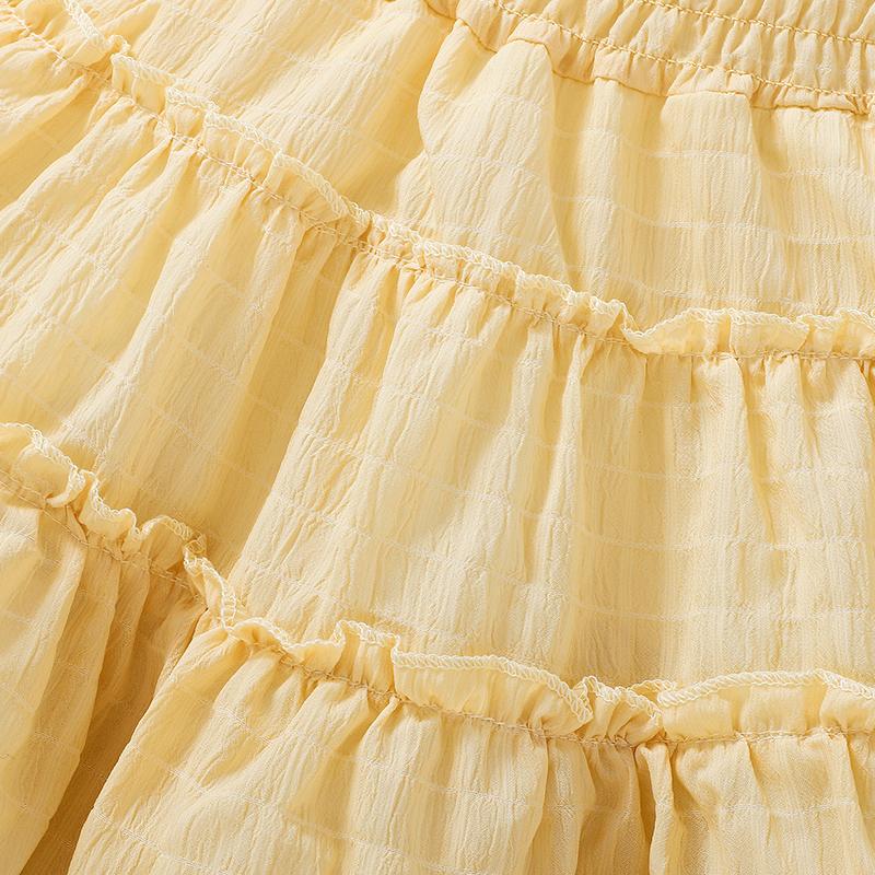 Летнее плиссированное платье для девочек на бретельках, повседневные платья принцесс с детскими рукавами, детская одежда для детей от 2 до 8 лет