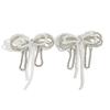 SHIXIN Exquisite Imitation Pearl Bowknot Stud Earrings for Women Elegant Luxury Geometric Big Earrings Wedding Bridal Jewelry
