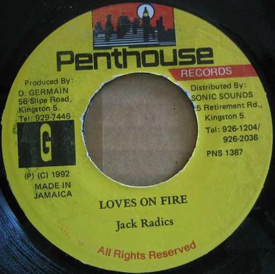 7-дюймовая пластинка JACK RADICS Loves On Fire PNS1387 Penthouse Recor 1992 Ямайка Регги Ска Даб Б/у