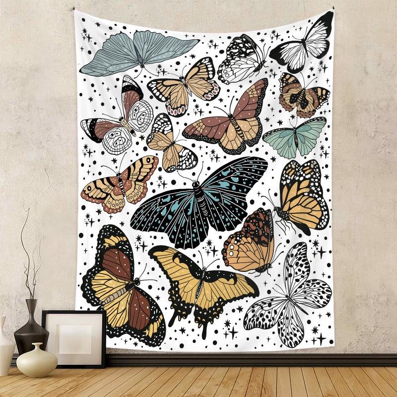 Butterfly Moth Moon Phase Tapestry Boho Aesthetic Wall Hanging Celestial Gothic Bedroom Living Room Dorm Wall Decor