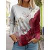 Women's Hawaiian Style Fashion Tops Long Sleeve Round Neck Pullover Casual Long Sleeve T-shirt New 3d Printed Floral Print