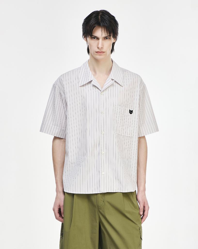 Jijelosongjio G-Zero Multi Stripe Open Collar Shirt White Si3Sh805Wh
