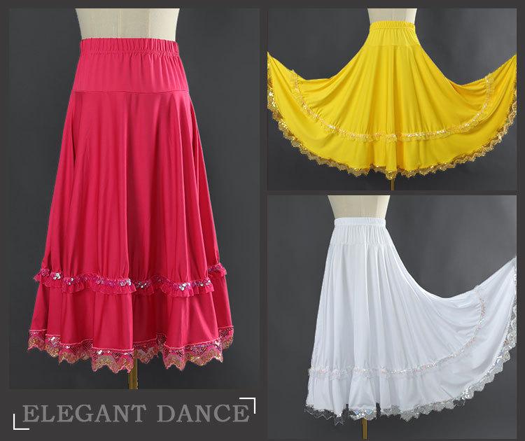 Square Dance Stage Costume: High Waist Ethnic Swing Skirt for Women (Adult, Spring/Summer)