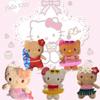 Cute Cartoon Hello Kitty Plush Keychain Adorable Kt Doll With Black Leather