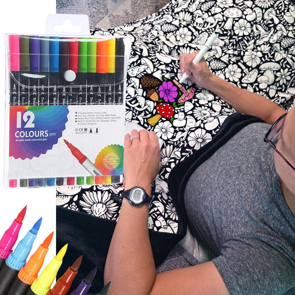 Раскрашиваемое DIY washable одеяло с 12 цветными маркерами, творческое искусство, индивидуально окрашенная ткань с цветами, одеяла для взрослых, для релаксации