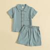 Summer Baby Boy Clothing Set Kids Solid Color Short Sleeve Shirt and Shorts Two-piece Set