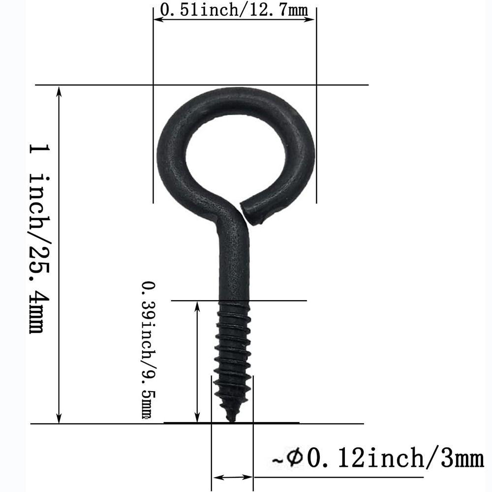 50 шт. черные металлические крючки с ушком оцинкованные винтовые крючки кольцо 1'' винтовые петли для подвешивания в помещении и на улице