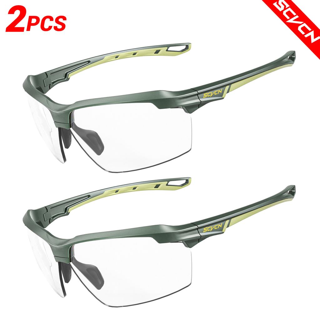 SCVCN Photochromic 2-pack Cycling Glasses Explosion Proof Hunting Outdoor Bicycle Sports Running Sunglasses Tactical Goggles