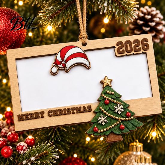 Christmas Tree Hanging Decoration Wooden Money Holder, Personalized Cash Gift Wallet with Santa Holiday Home Decor Accessories Design, Creative