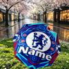 Custom Name Personalized Chelsea Football Club Print Umbrella, Auto Open Close, 8‑Rib Sturdy Frame, Commute Camping Hiking Use, Birthday Gift