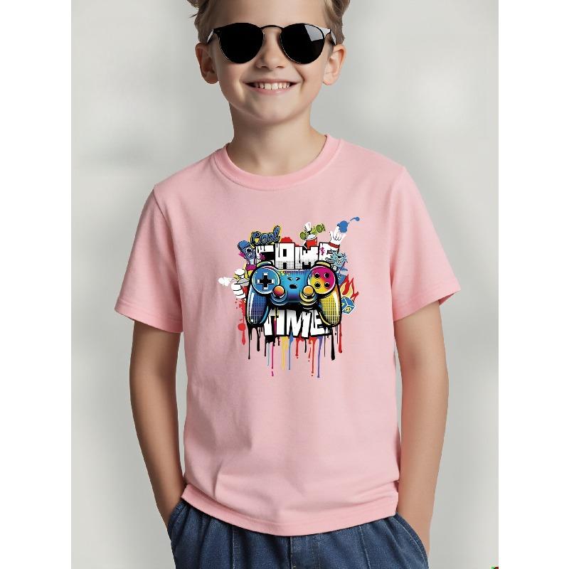 Kida Game Controller Print Crewneck Casual Short Sleeve Tee