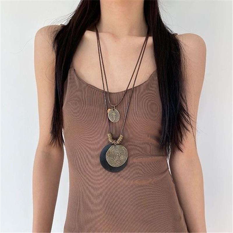 Этнический стиль ретро деревянная цепочка свитера богемный праздничный стиль многослойная одежда длинное ожерелье женские аксессуары ювелирные изделия