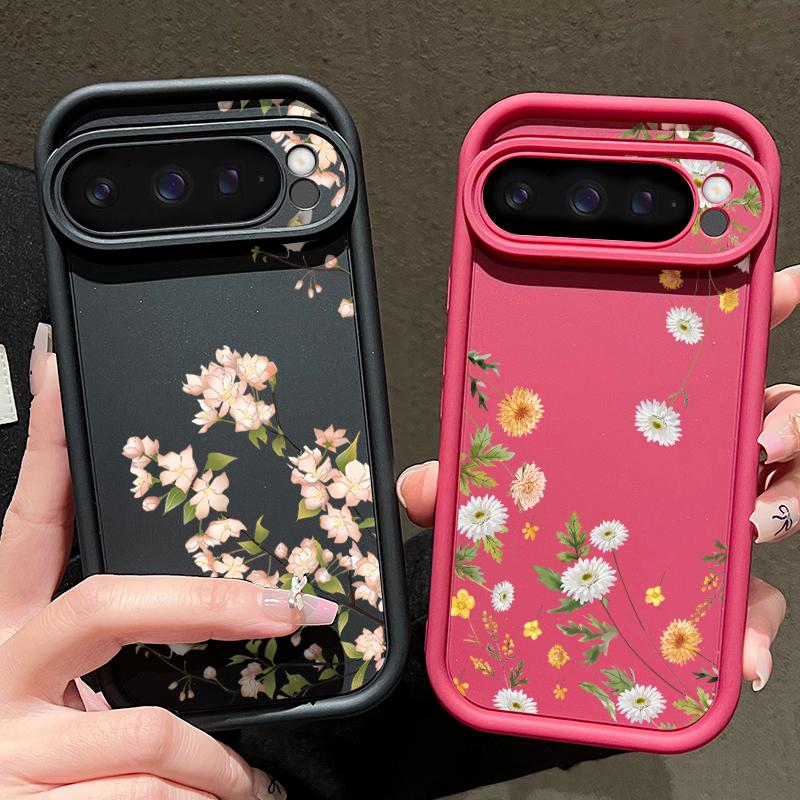 Простой цветочный принт ТПУ мягкий однотонный чехол для телефона для Google Pixel 9 Pro XL 8 Pro 8A защита объектива противоударный матовый бампер чехол