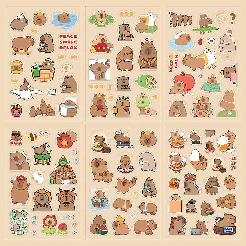 6 шт. в упаковке водонепроницаемые наклейки капибара декоративные детские наклейки принадлежности для скрапбукинга симпатичные наклейки упаковка украшение для дневника