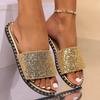 Мода 2024 года, новые женские пляжные тапочки на плоской подошве, блестящие летние тапочки для женщин, женские сандалии, уличная обувь, роскошный дизайнер, большие размеры
