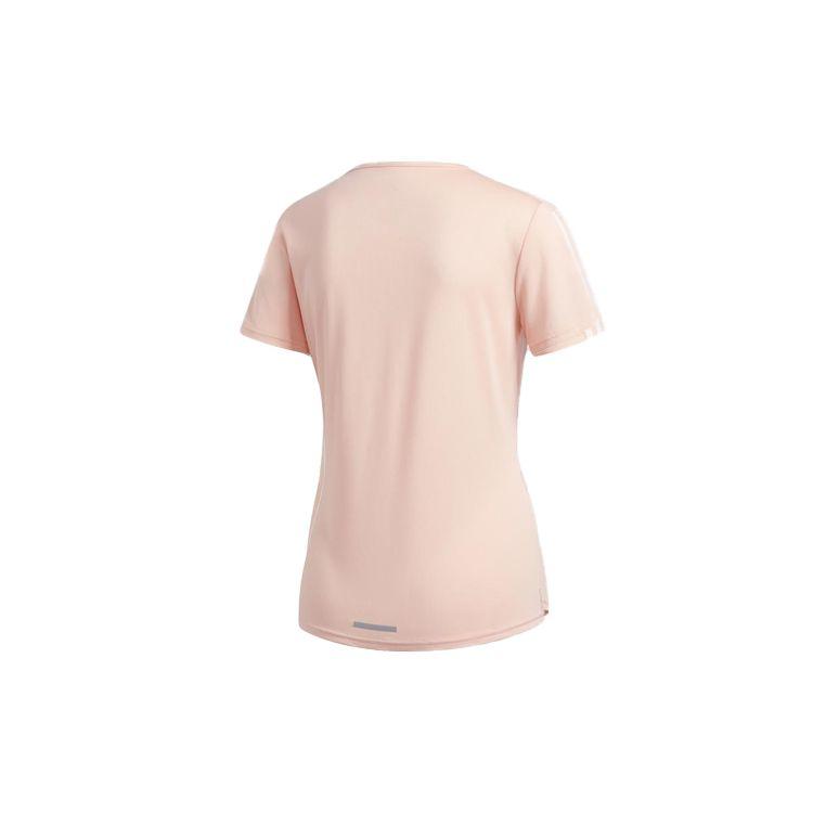 Adidas Футболка для бега с v-образным вырезом, женские топы, светящийся розовый EK0888
