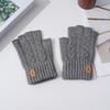 Solid Color Fingerless Gloves Driving Gloves Men Wool Mittens Soft Half-finger Gloves  Winter