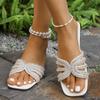 Fashion Shiny Rhinestone Fashion Slippers for Women Summer Luxury Gold Flat Sandals Woman Comfortable Non Slip Beach Slides Flip Flops